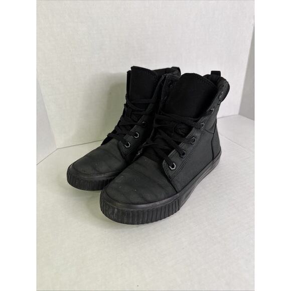 Timberland Black Leather Women's Ankle Boots Size 6 Laced - Picture 1 of 7